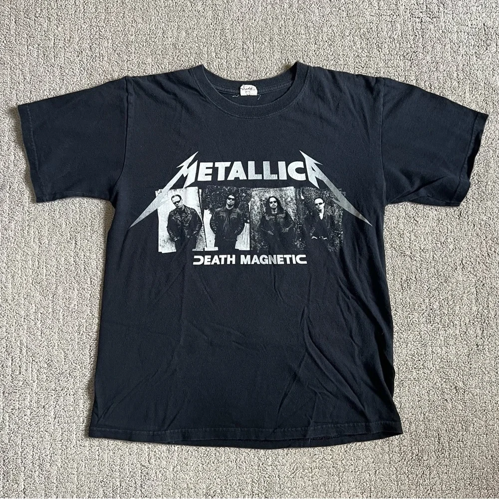 VTG Metallica Death Magnetic World Tour T Shirt Men’s Sz M Black Double Sided - Picture 2 of 10